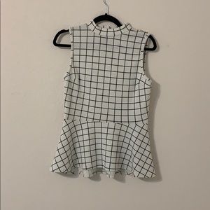 I. N. Checkered Peplum Top